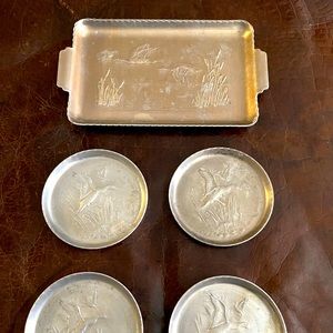 Antique Glass Coaster Set